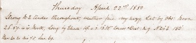 22 April 1880 journal entry